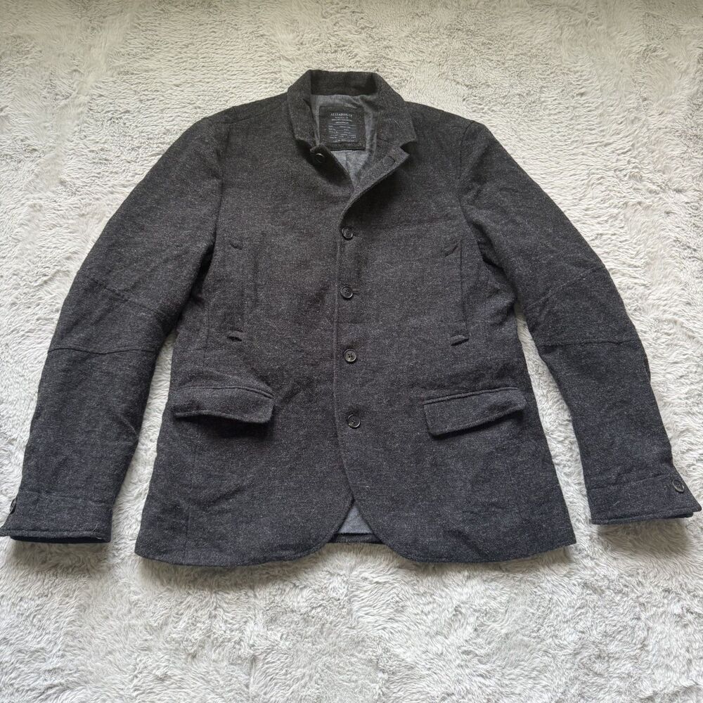 ALLSAINTS WOOL BLACK GRAY BLAZER COAT JACKET MENS SIZE 42 LARGE
